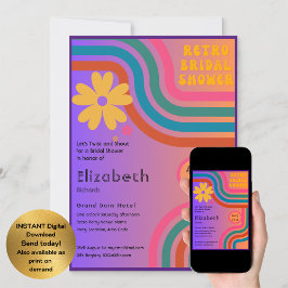 Convites Sinta A Batida! Chá de panela Cosmic Retro 70s