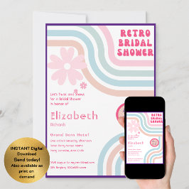 Convites Sinta A Batida! Chá de panela Cosmic Retro 70s