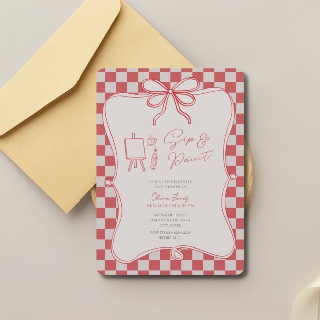 Convites Sip and paint baby shower (Criador carregado)