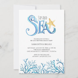 Convites Sip and Sea Invices Watercolor Ocean Theme