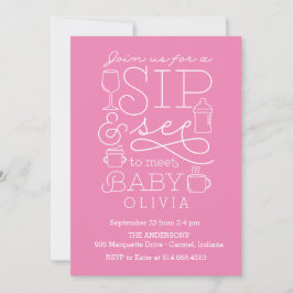 Convites Sip and See Baby Shower Invances Girl
