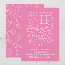 Convites Sip and See Baby Shower Invances Girl