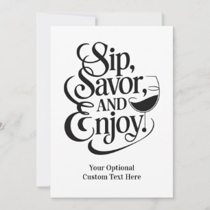 Convites Sip de Texto Personalizado, Salva, Aproveite