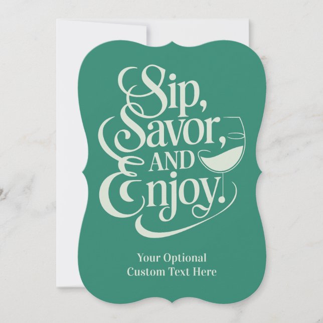 Convites Sip de Texto Personalizado, Salva, Aproveite (Frente)