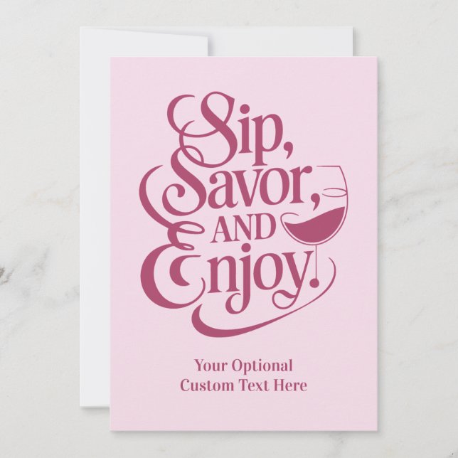 Convites Sip de Texto Personalizado, Salva, Aproveite (Frente)