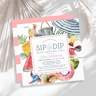Convites Sip & Dip Pool Party Umbrella Bridal Shower