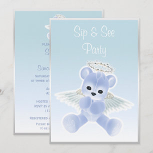 Convites Sip do Urso Azul Angel Teddy