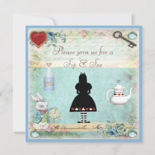 Convites Sip & See Vintage Alice no Chá de fraldas da Terr