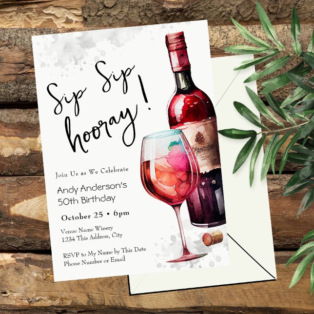 Convites Sip Sip Hooray 50th Birthday Invitation (Criador carregado)