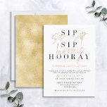 Convites Sip Sip Hooray Champagne Dourado Coquetel Aniversá<br><div class="desc">É hora de comemorar! Nosso Convite de aniversário de coquetel Sip Sip Hooray Champagne apresenta "sip sip hooray" na apresentação moderna do tipo duo com a tipografia de guiões coloridos à mão de ouro champagne sobre o tipo clássico de serifa, e o cartão é personalizado no tipo moderno de sans...</div>