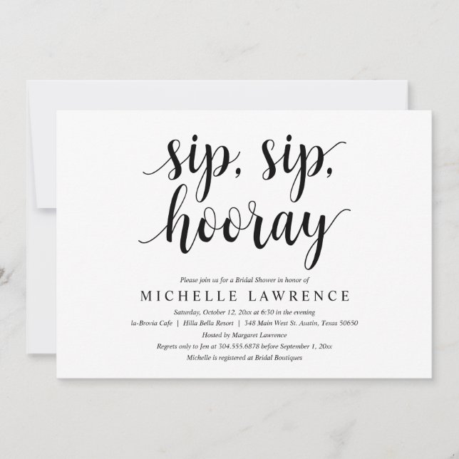 Convites Sip, Sip, Hooray, Invita de Celebração de Chás de  (Frente)