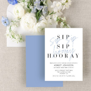 Convites Sip Sip Hooray Modern Steel Blue Chá de panela