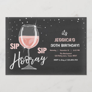 Convites Sip Sip Hooray Vinho De Chalkboard Aniversário