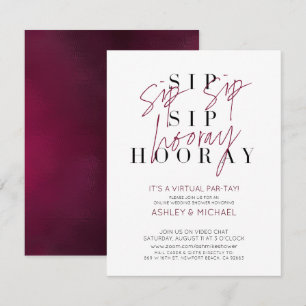 Convites Sip Sip Hooray Virtual Wine Chá de casamento Party