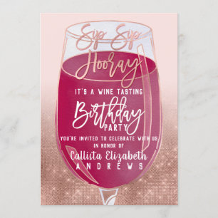 Convites Sip Sip Hooray Watercolor Wine Provando Birday
