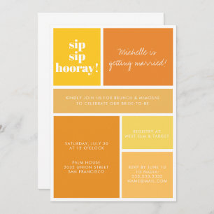 Convites Sip Sip Hooray Yellow Orange Bridal BrunChá