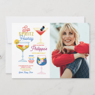 Convites Sip Spritz Photo Party Cocktails Bebe Aniversário