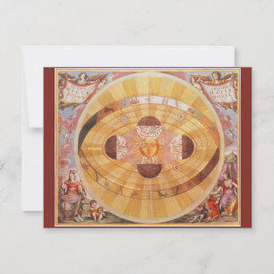 Convites Sistema Solar Copérnico Antiquado, Astronomia Vint