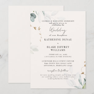 Convites Site de casamento botânico de champanhe leve