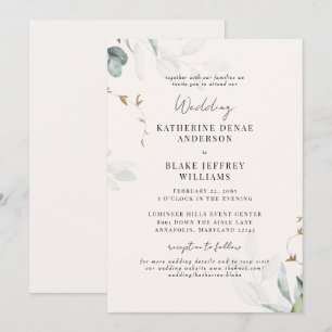 Convites Site de casamento botânico de champanhe leve junto