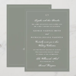 Convites Site de Casamento Código QR Monograma Verde Salvia