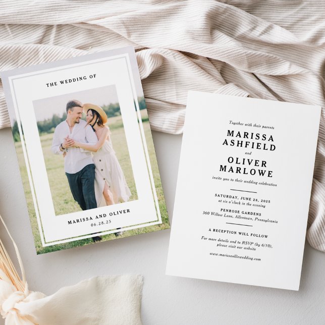Convites Site de Casamento com Foto em Moldura de Duas Face (Criador carregado)