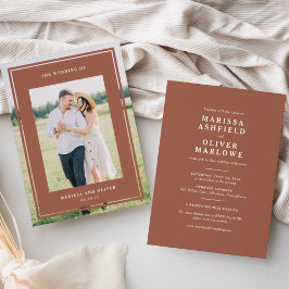 Convites Site de casamento com foto emoldurada dos dois lad
