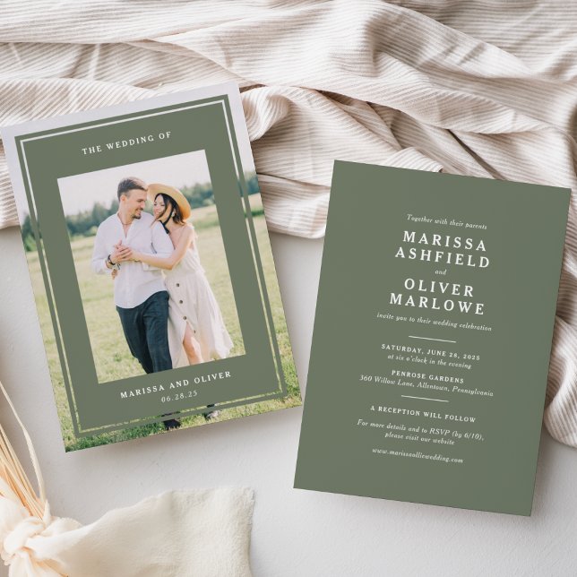 Convites Site de casamento com foto emoldurada dos dois lad (Criador carregado)