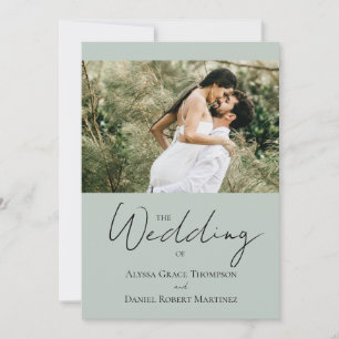 Convites Site de Casamento com Foto Personalizada Verde e B