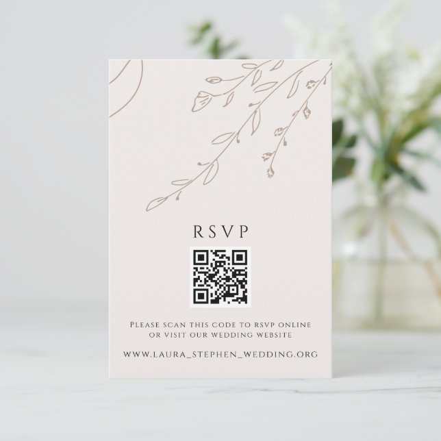 Convites Site de Casamento de Código QR de RSVP Online Neut (Em pé/Frente)
