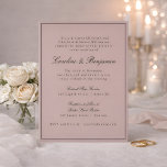 Convites Site de Casamento Mauve do Script de Fronteira Clá<br><div class="desc">Convite para Casamento Elegante de Script Tradicional Formal com Limite Estreito em Preto e Detalhes de RSVP Online em Dusty Mauve</div>