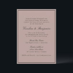 Convites Site de Casamento Mauve do Script de Fronteira Clá<br><div class="desc">Convite para Casamento Elegante de Script Tradicional Formal com Limite Estreito em Preto e Detalhes de RSVP Online em Dusty Mauve</div>