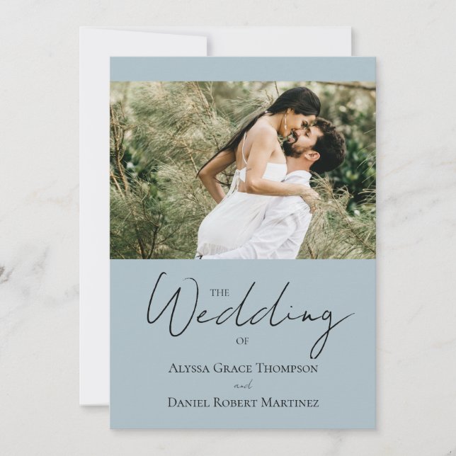 Convites Site de Casamento Personalizado com Foto Azul Poei (Frente)