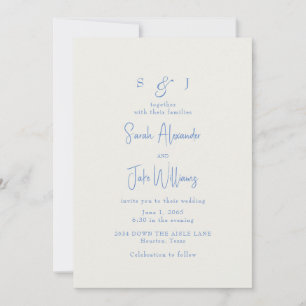 Convites Site de Casamento Simples Azul e Creme