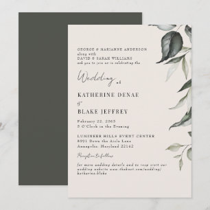 Convites Site de Folhagem Botânica de Champanhe Casamento