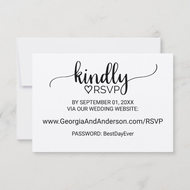 Convites Site de RSVP de casamento com caligrafia Kraft sim (Verso)