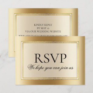 Convites Site de RSVP de casamento elegante em ouro