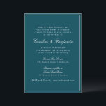 Convites Site Formal Classic Border Script Teal Wedding<br><div class="desc">Convite para Casamento Elegante de Script Clássico Tradicional Formal com Borda Estreita e Detalhes de RSVP Online no Teal com Texto Branco</div>