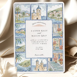 Convites Sitges Artísticos Azulejo Espanha Watercolor Casam