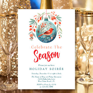 Convites Sítio Festivo Red Bird Mistletoy Holiday Soiree
