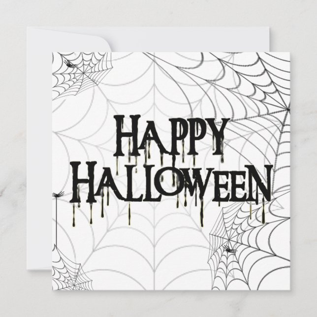 Convites Sítios De Aranha E Texto Feliz De Halloween Assust (Frente)