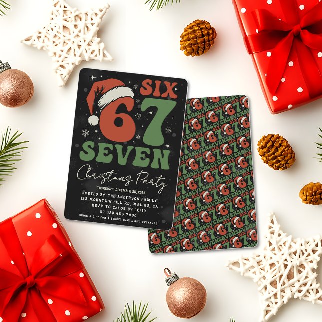 Convites Six Seven 67 Funny Santa Hat Christmas Xmas Meme (Criador carregado)