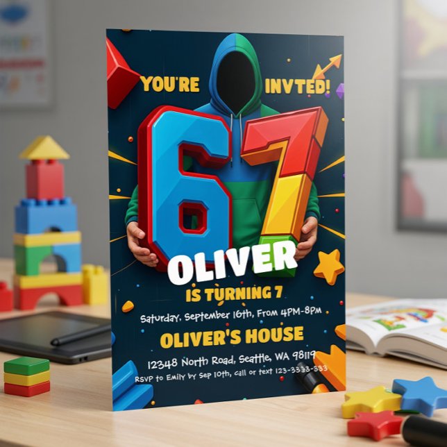 Convites Six Seven Birthday Invitation  (Criador carregado)