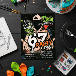 Convites Six Seven Birthday Invitation, 7th Birthday