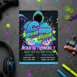 Convites Six Seven Birthday Invitation, 7th Birthday