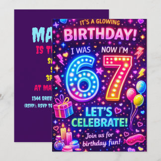 Convites Six Seven Birthday Invitation | I was 6 now I'm 7 