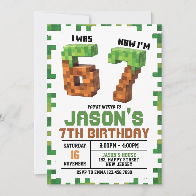 Convites Six Seven Game Birthday Invitation. game Invite (Frente)