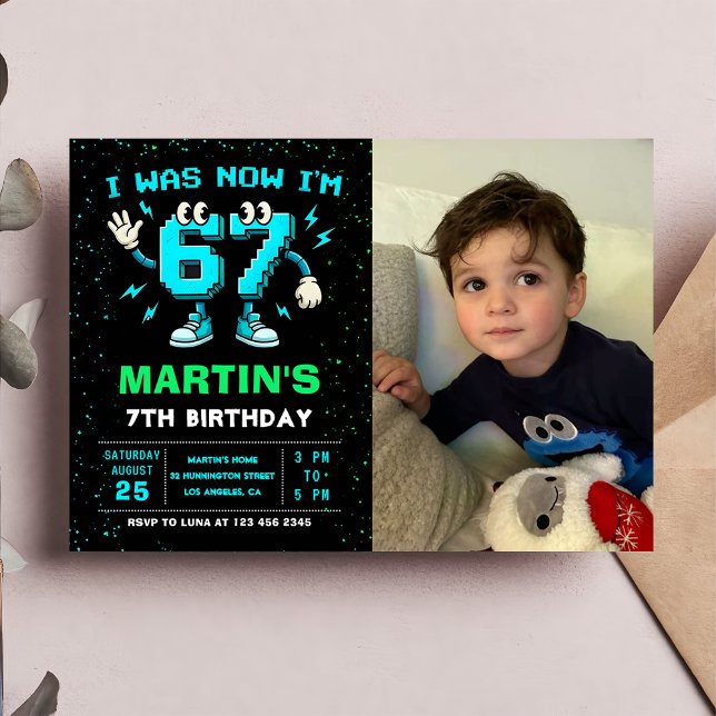 Convites Six Seven Meme 6 7 Birthday Photo Invitation (Criador carregado)