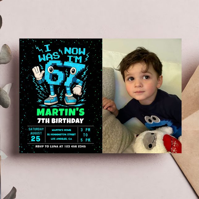 Convites Six Seven Meme 6 7 Birthday Photo Invitation (Criador carregado)
