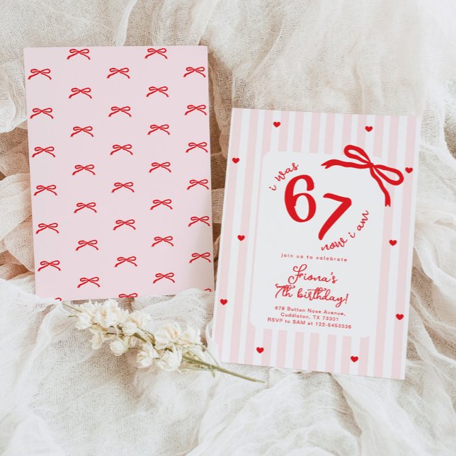 Convites Six Seven Meme 7th Kids Birthday Handdrawn bow (Criador carregado)